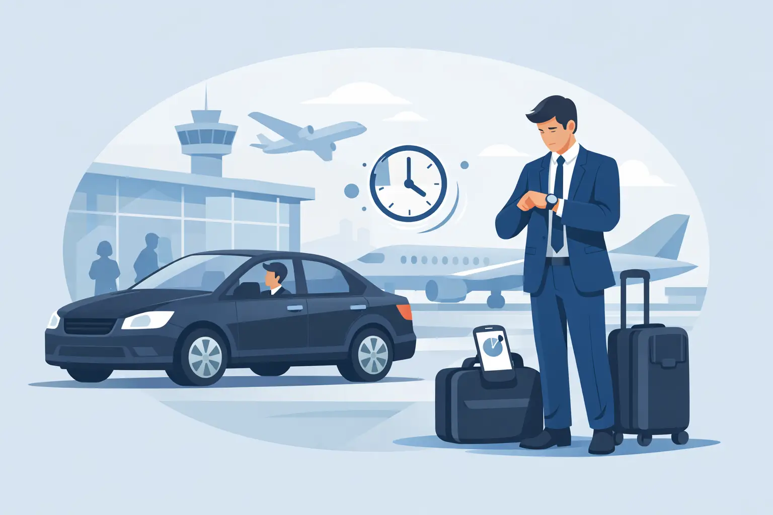 Airport transfer delay pickup example explained clearly - what happens if your flight is late, what your driver tracks, and what to check when booking.